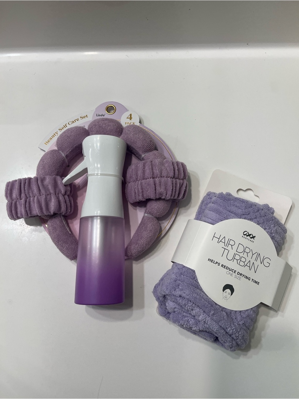 Hair Care Set with Lavender Hair Turban & Spray Bottle